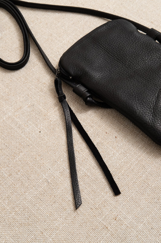 Cowhide Mini Pouch - Black Leather