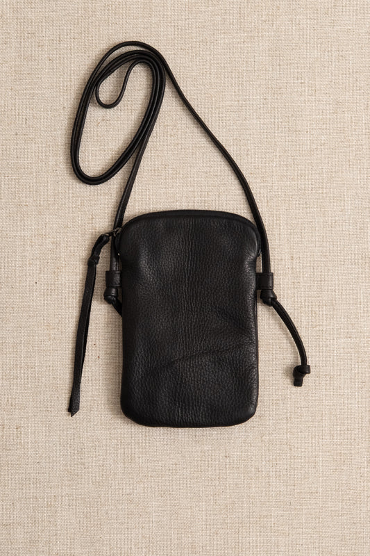 Cowhide Mini Pouch - Black Leather