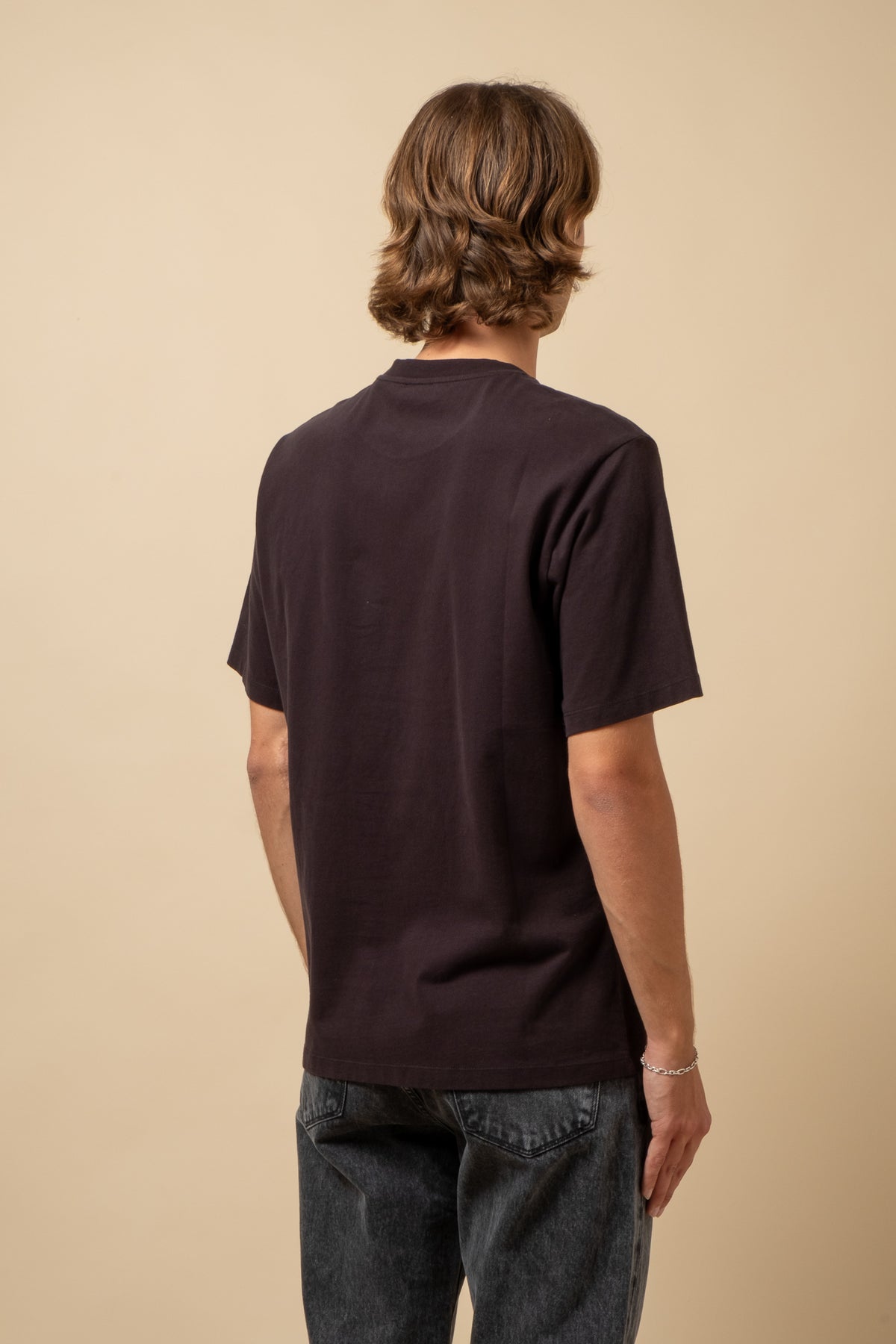Crewneck T-Shirt Peach Jersey - Black