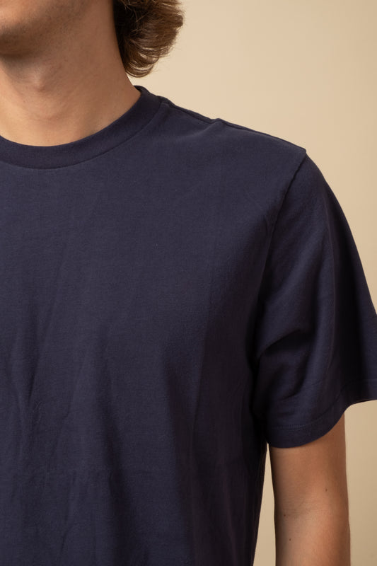 Crewneck T-Shirt Peach Jersey - Dark Blue