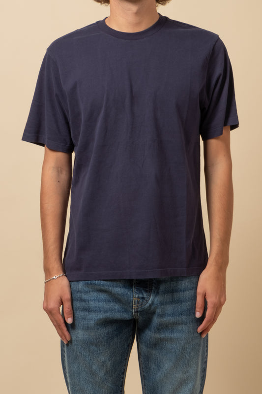 Crewneck T-Shirt Peach Jersey - Dark Blue