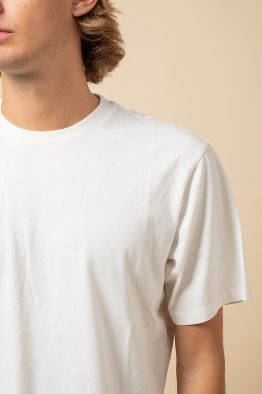 Crewneck T-Shirt Peach Jersey - White