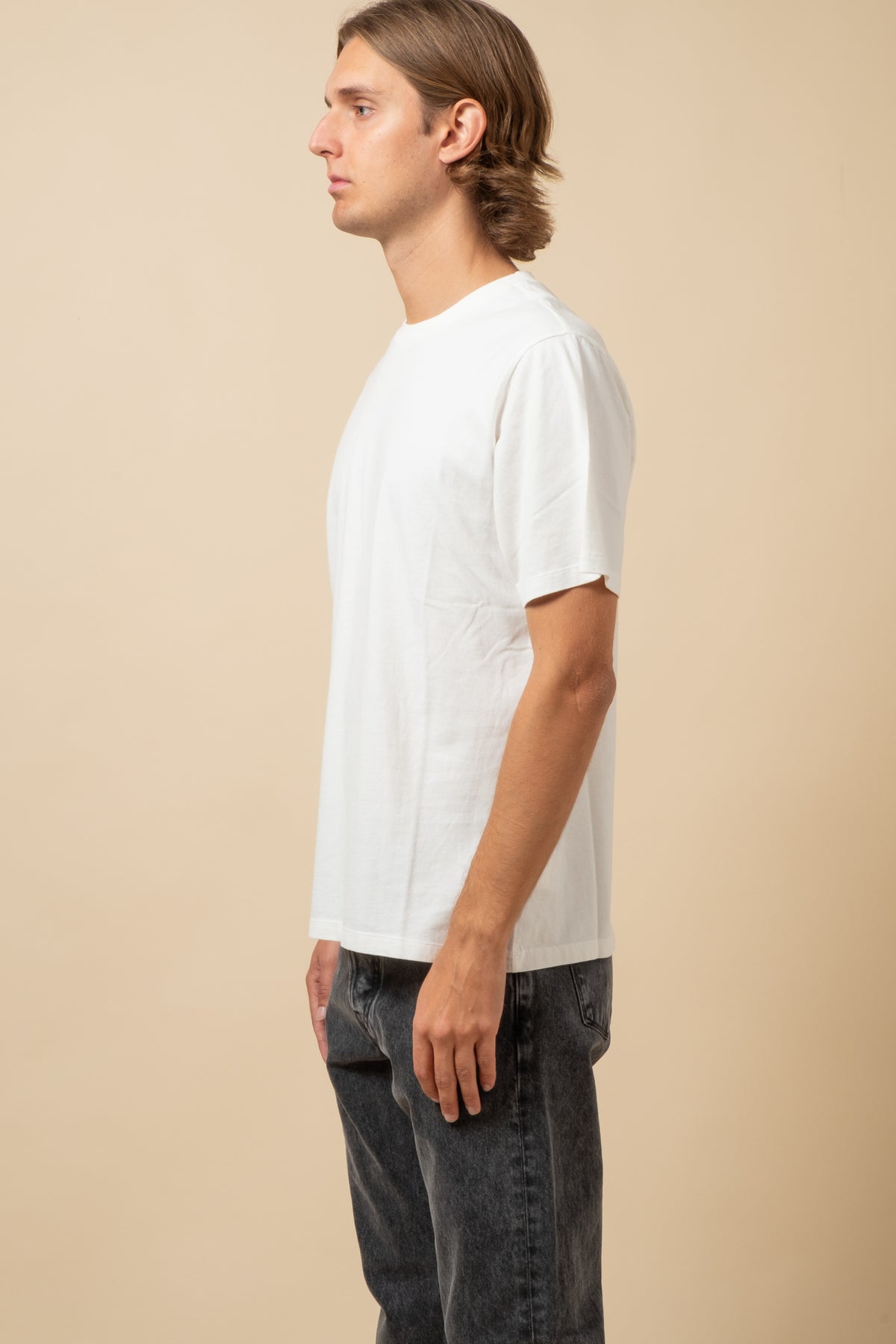 Crewneck T-Shirt Peach Jersey - White