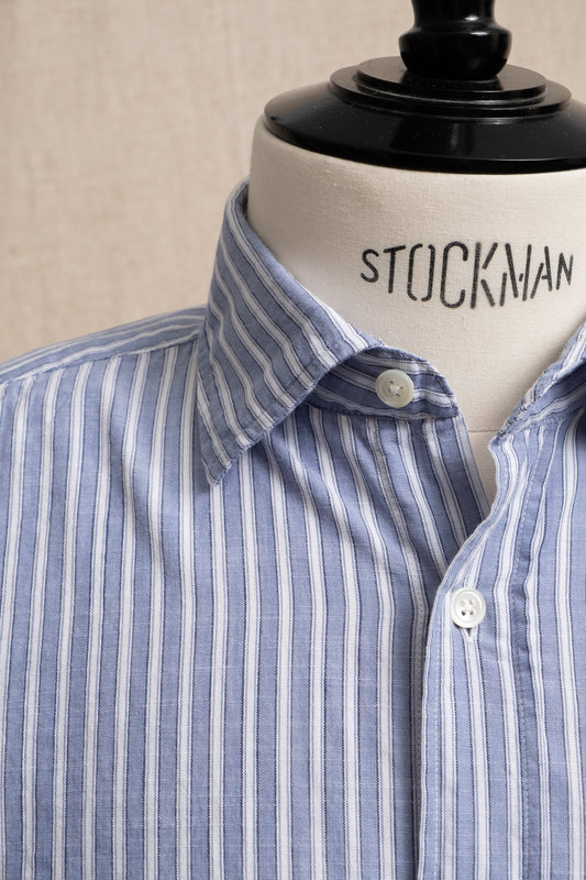 Cutaway Woven Cotton - Blue x White Stripe