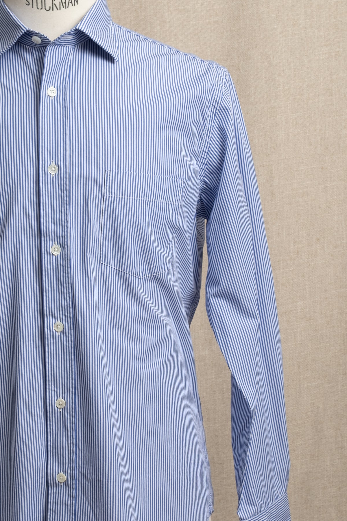 Cutaway Woven Cotton - Blue x White Stripe