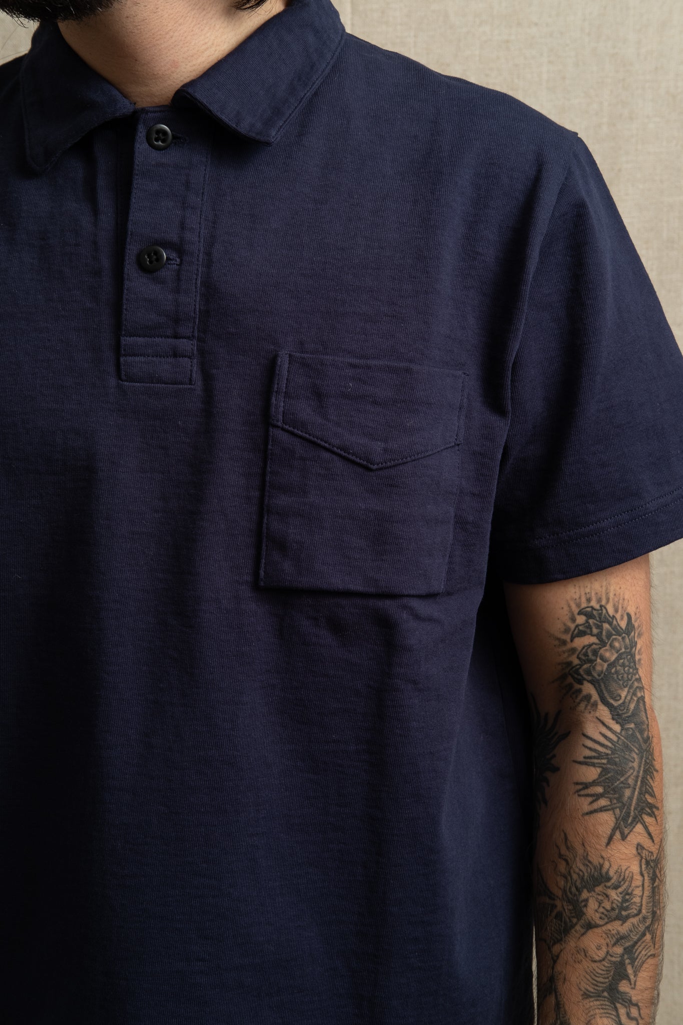 Dotsume Pocket Polo - Navy