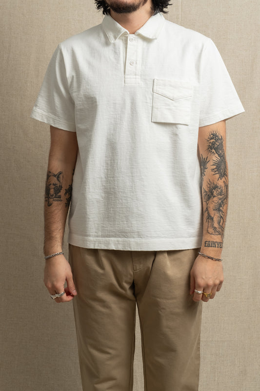 Dotsume Pocket Polo - White