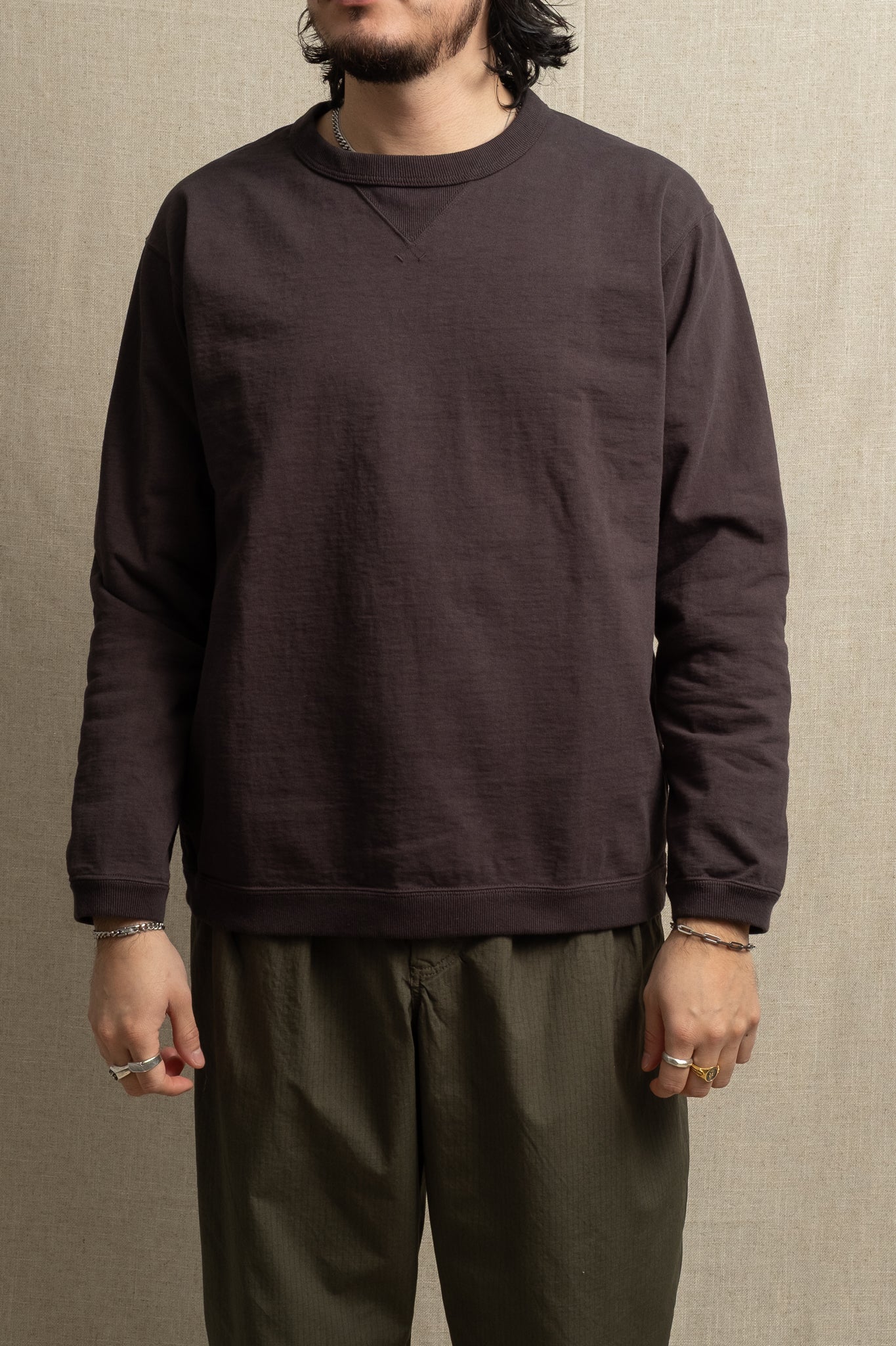 Dotsume Rib Long Sleeve T-Shirt - Ink Black