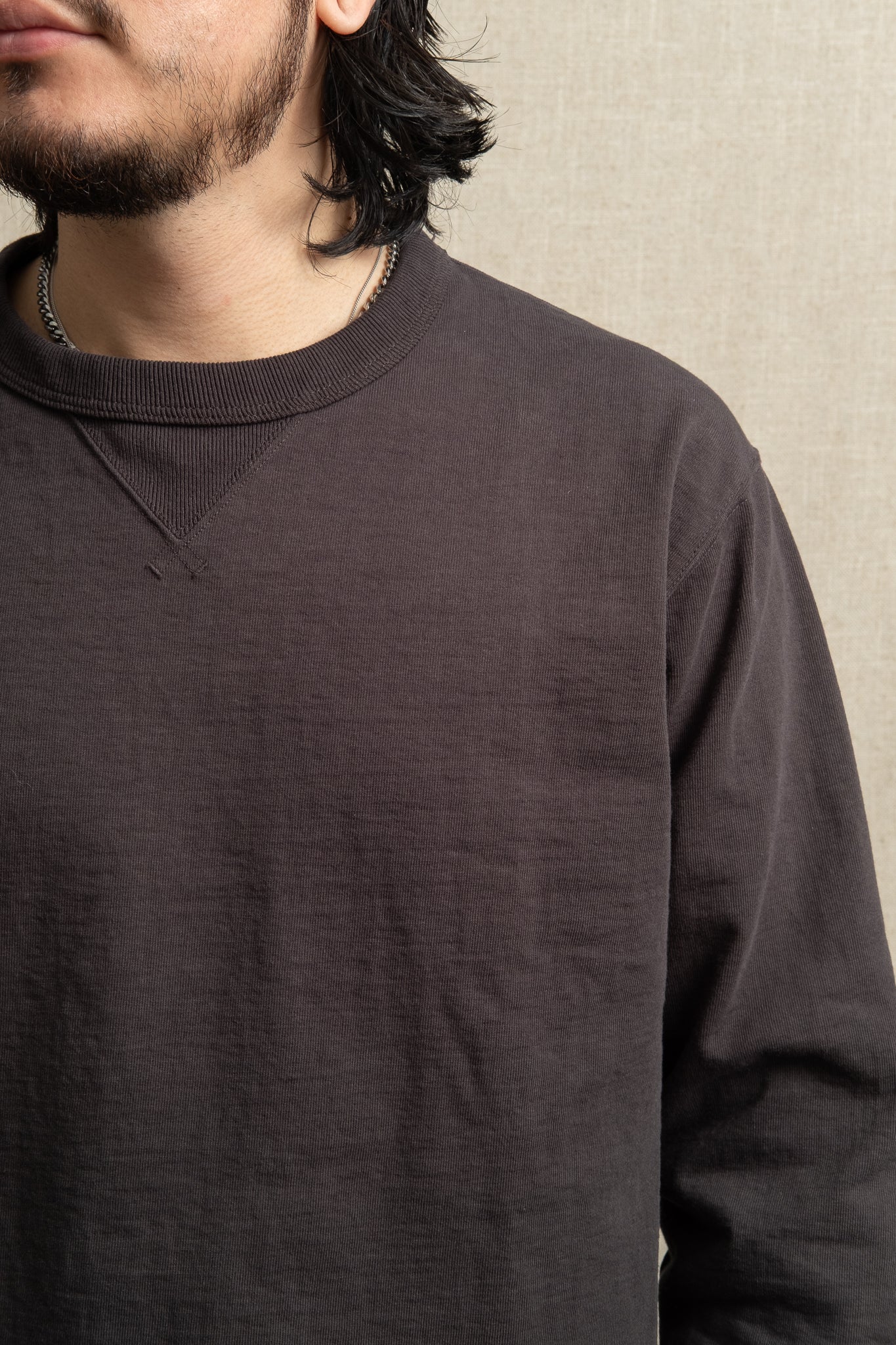 Dotsume Rib Long Sleeve T-Shirt - Ink Black