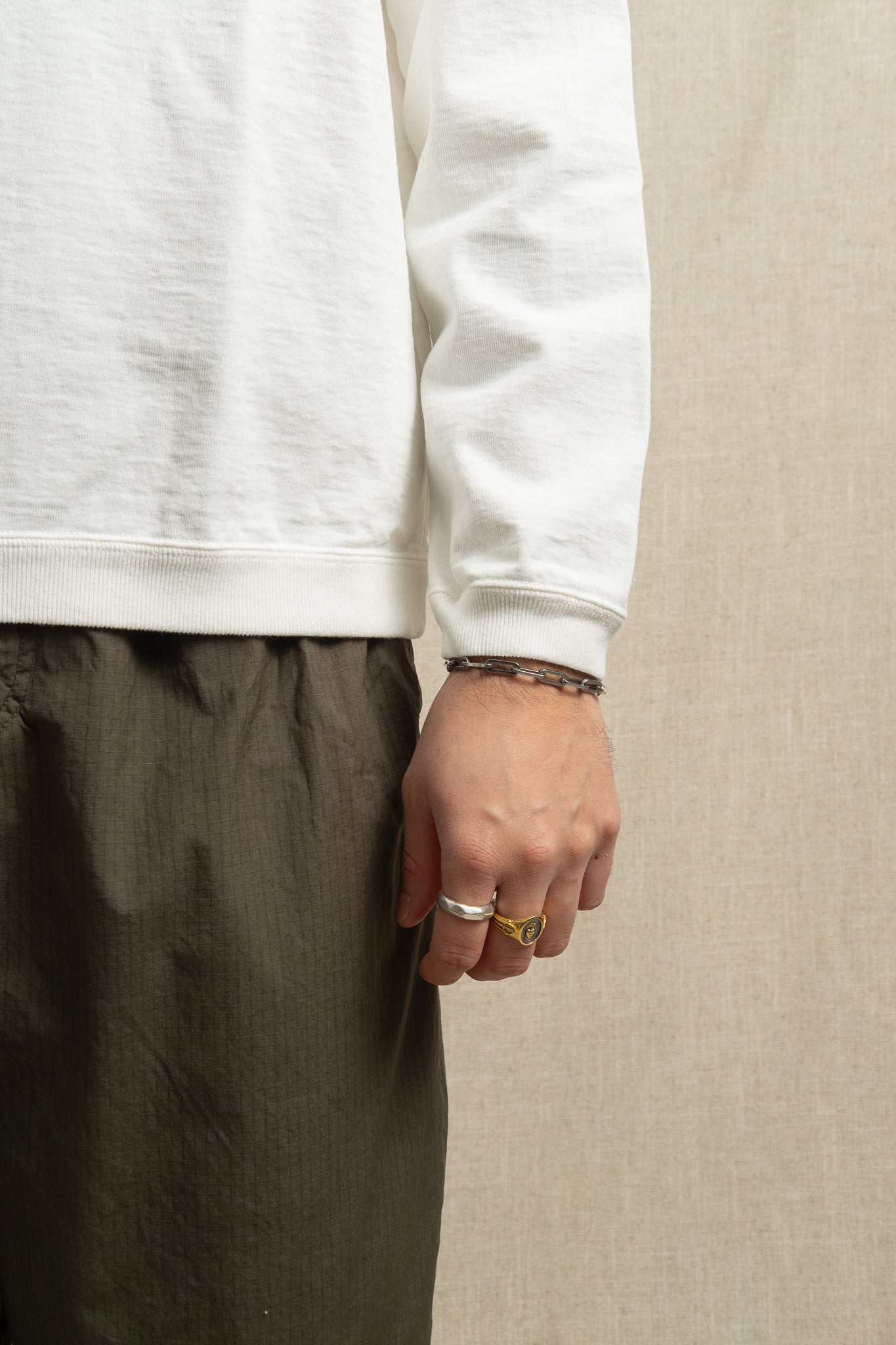 Dotsume Rib Long Sleeve T-Shirt - Off White