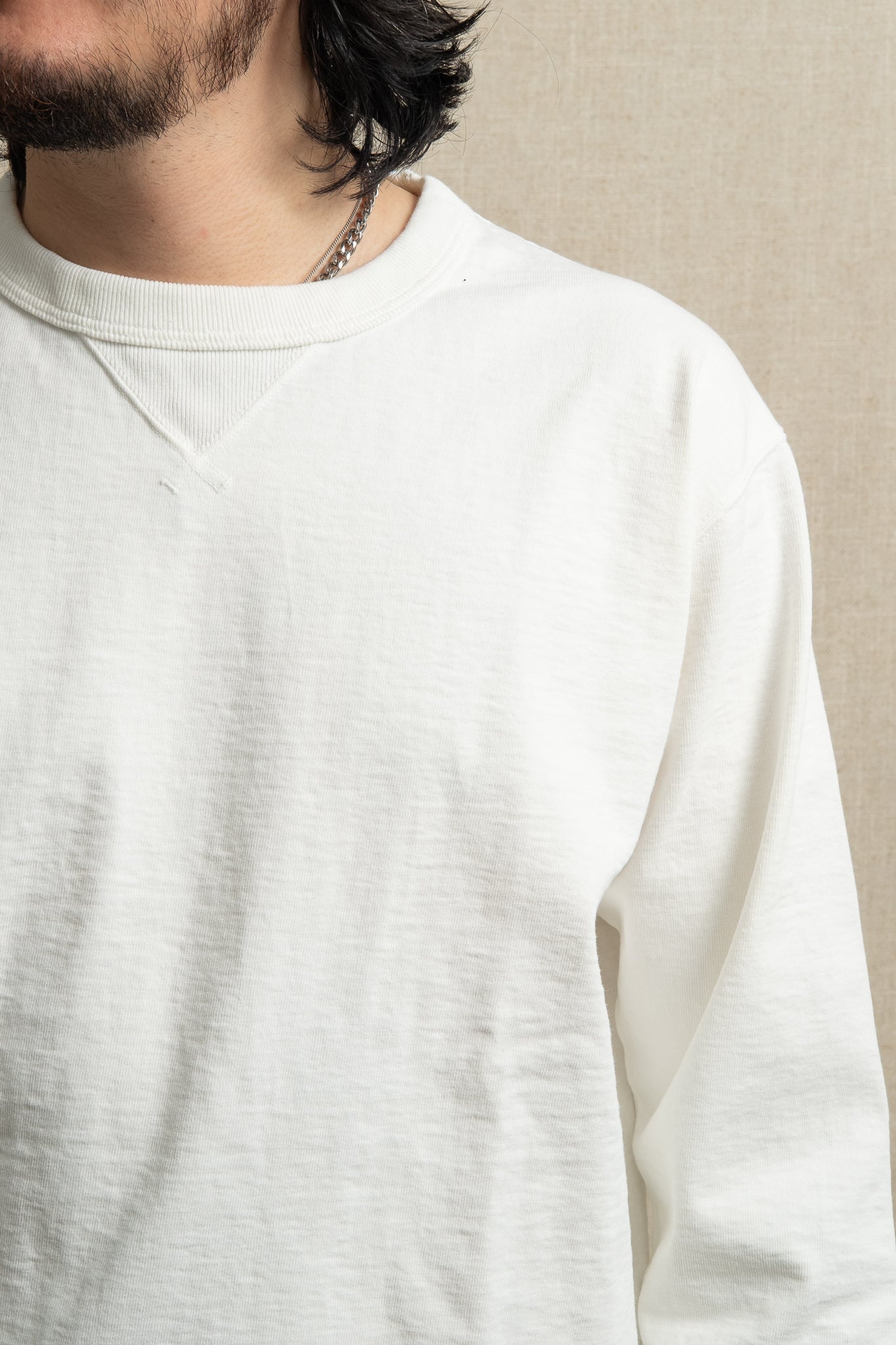 Dotsume Rib Long Sleeve T-Shirt - Off White