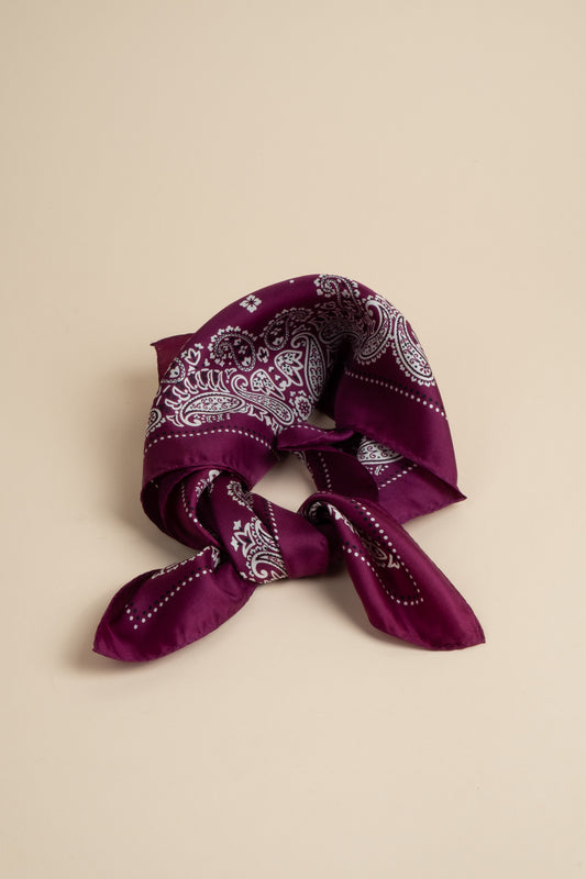 Dotted Paisley Silk Scarf - Purple