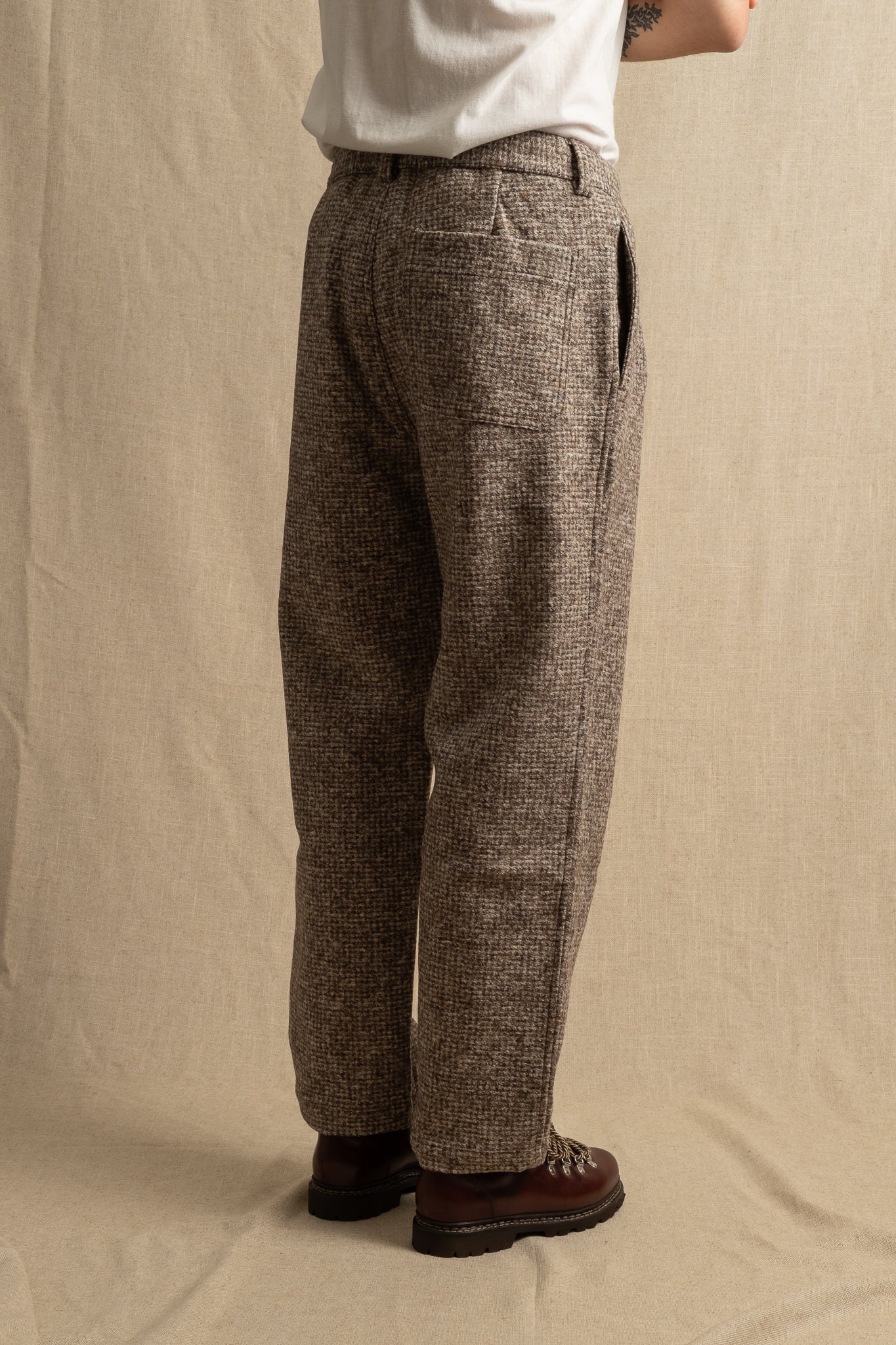 Doune Pant Bonded Wool Check - Taupe