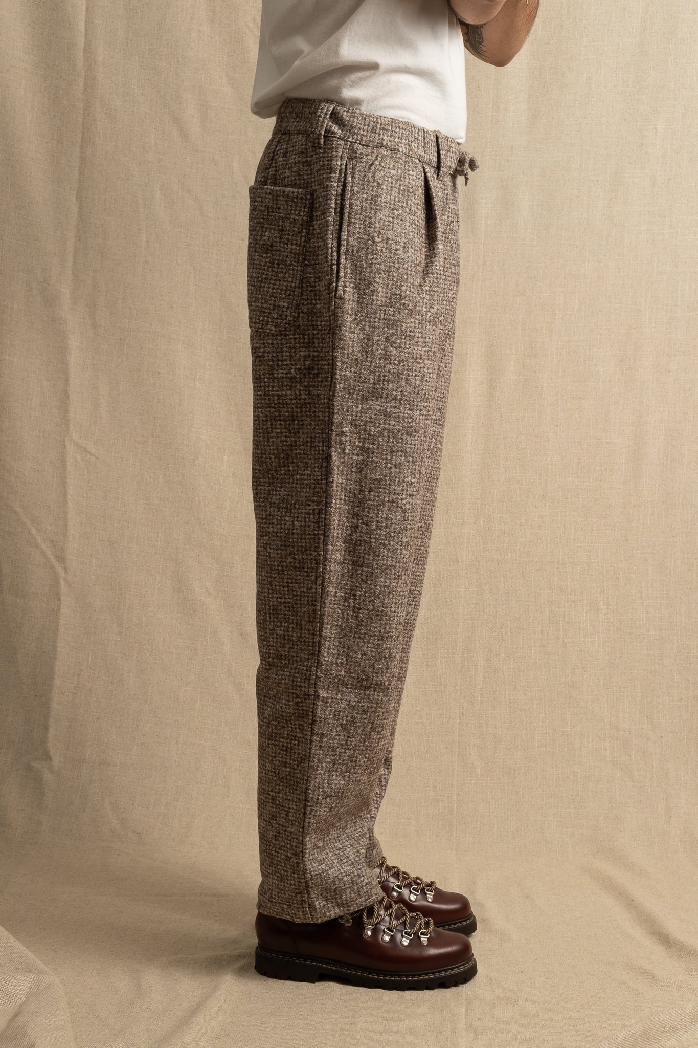Doune Pant Bonded Wool Check - Taupe