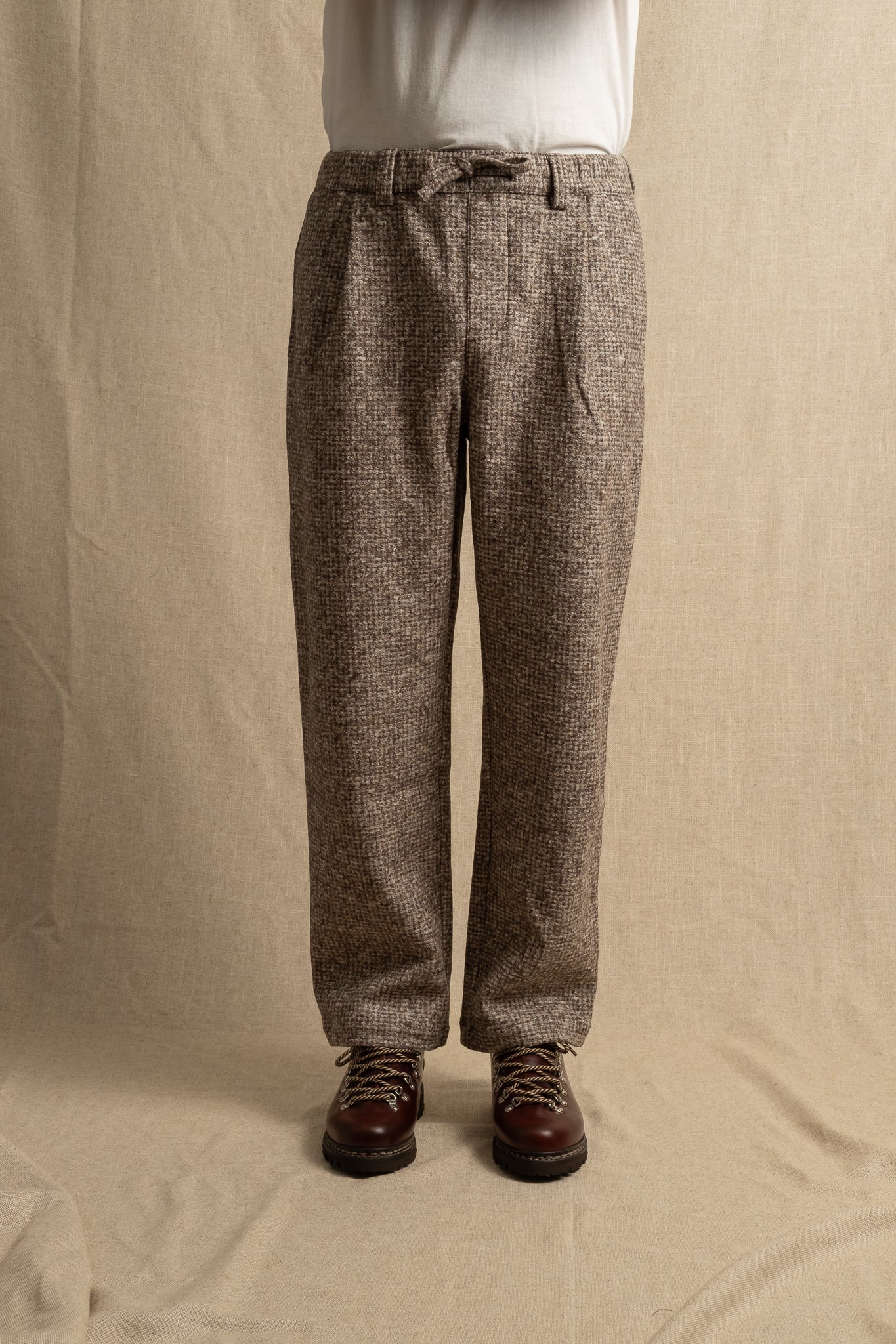 Doune Pant Bonded Wool Check - Taupe
