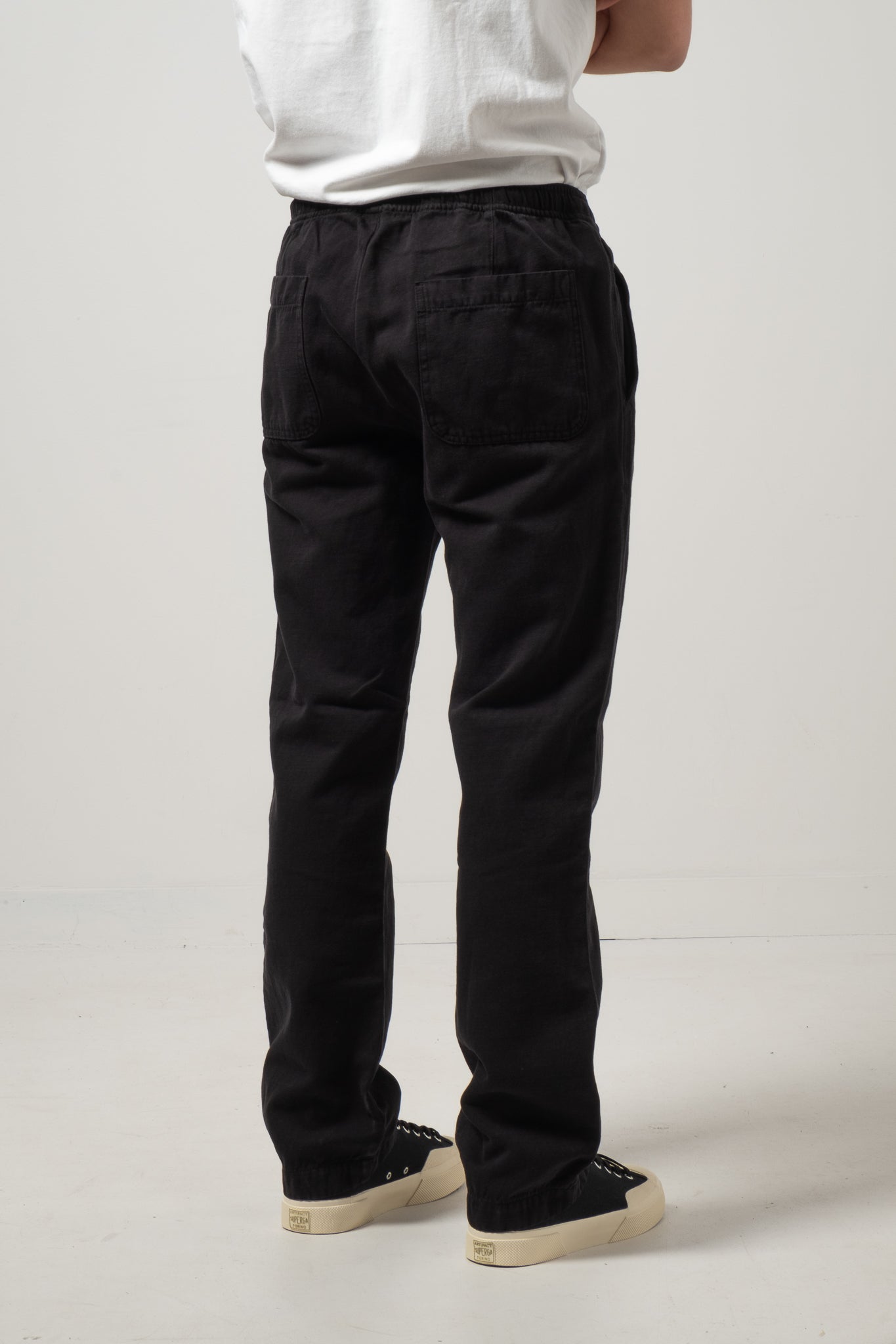 Drawstring Pants Light Cotton Linen - Black
