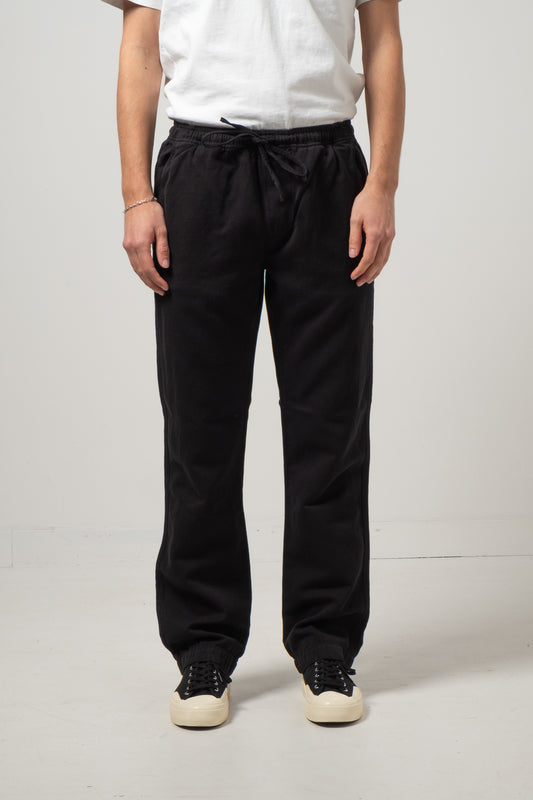 Drawstring Pants Light Cotton Linen - Black