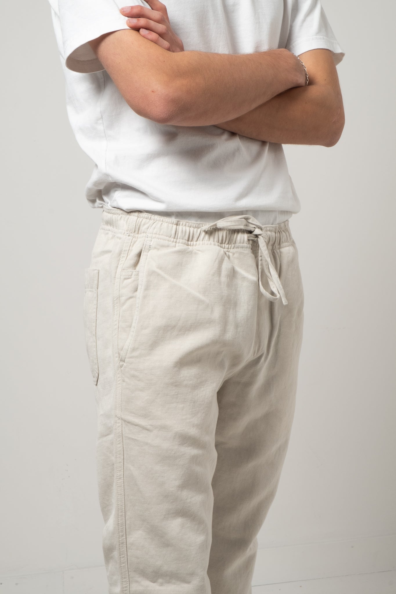 Drawstring Pants Light Cotton Linen - Ecru