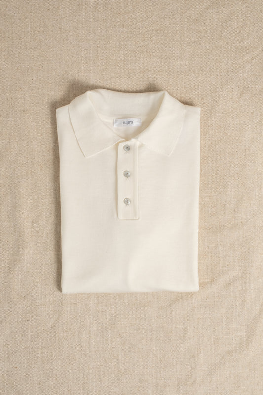 Easy Knit Polo - White