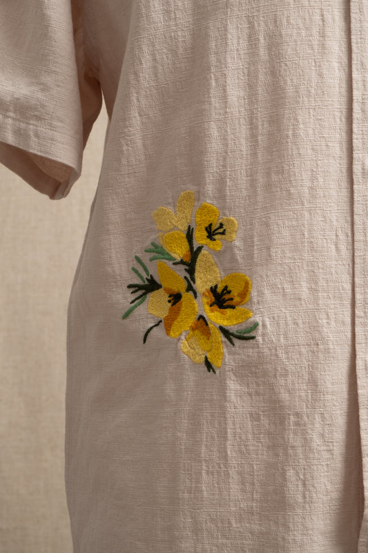 Ferness Oversized Shirt - Floral Slub