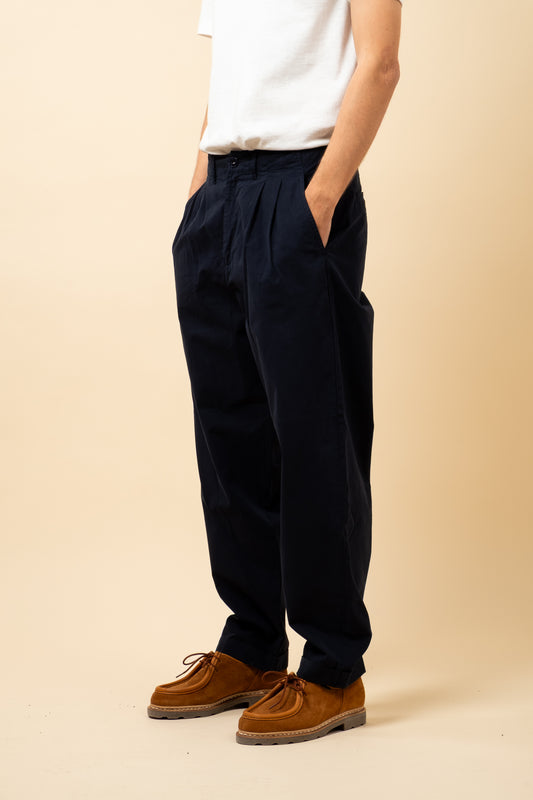 Good Basics Pleated Poplin Trousers - Dark Navy