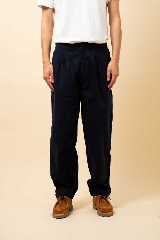 Good Basics Pleated Poplin Trousers - Dark Navy