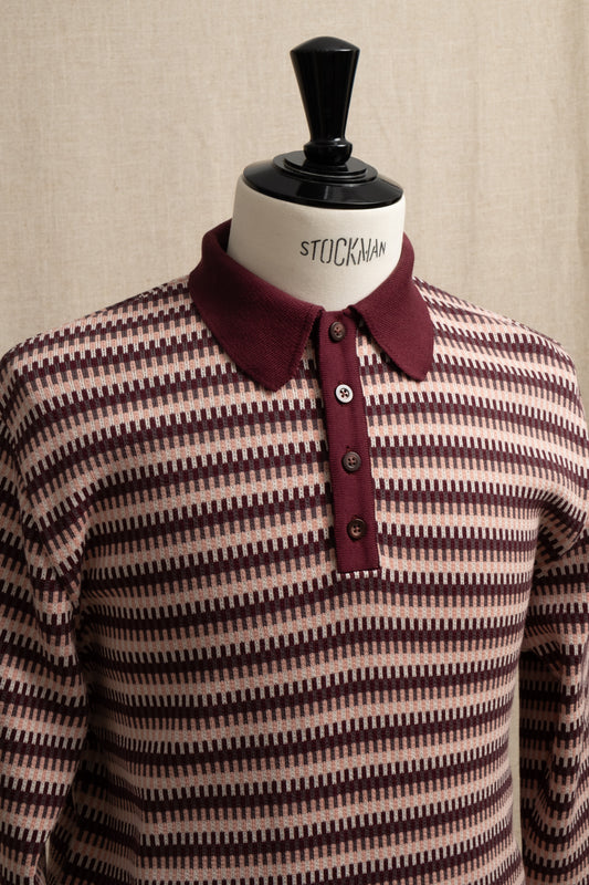 Knit Polo Sweater - Pink Mosaic