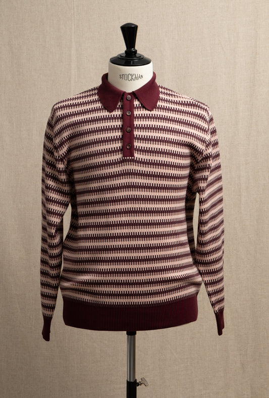 Knit Polo Sweater - Pink Mosaic