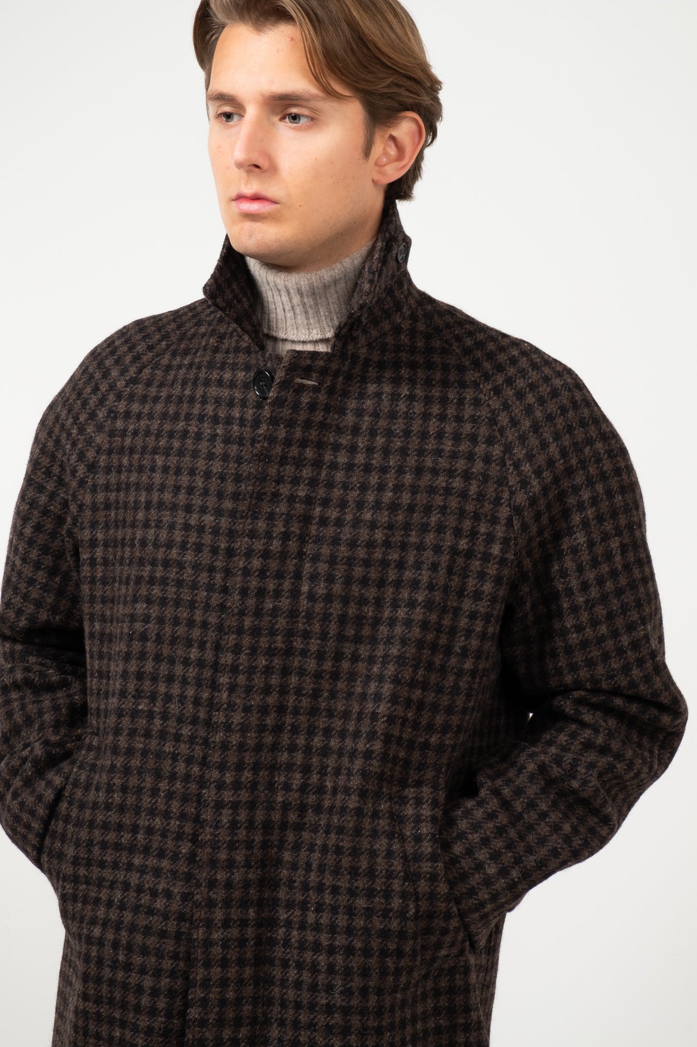 Lambswool Coat - Brown Pepita Check