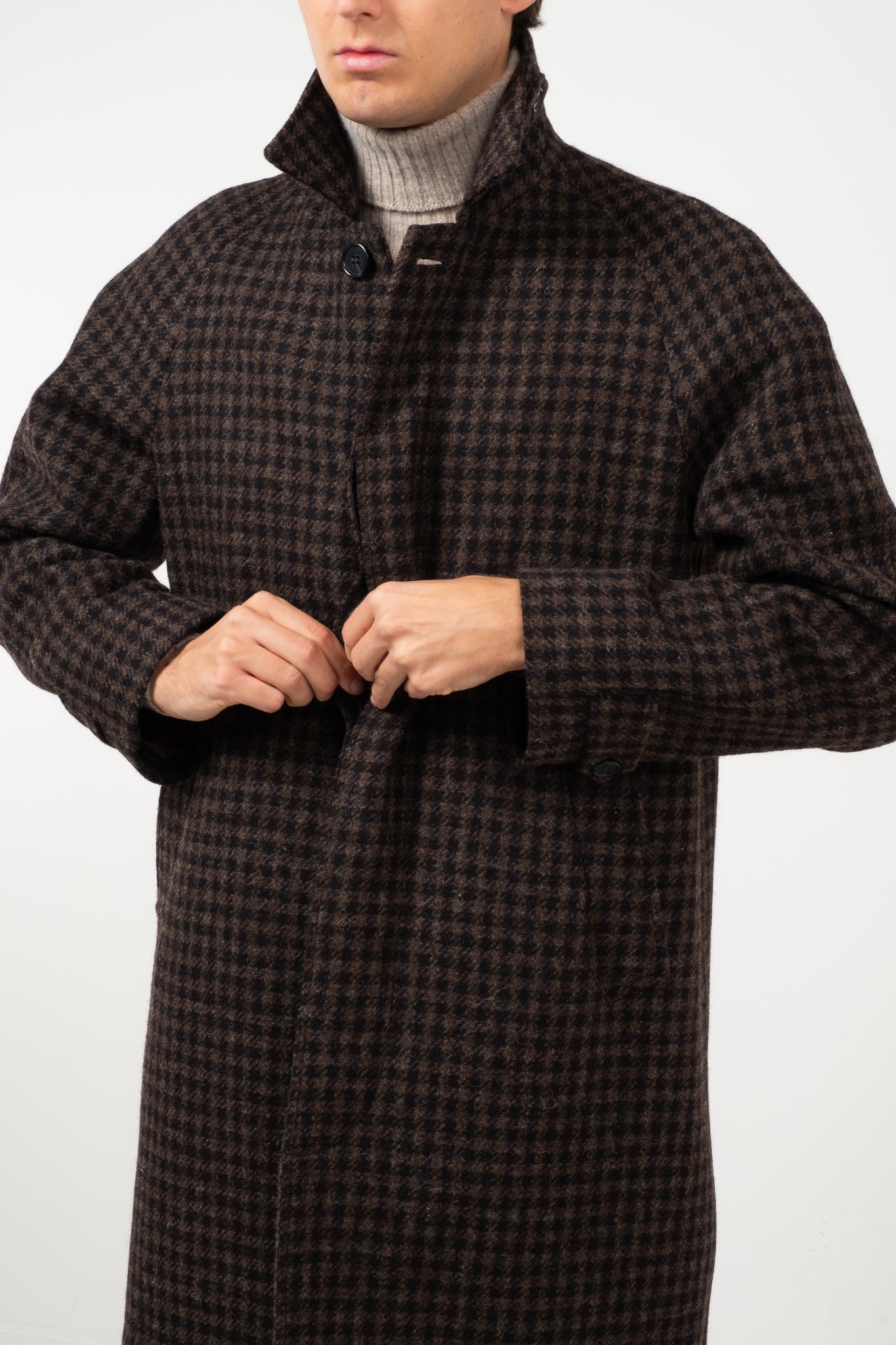 Lambswool Coat - Brown Pepita Check