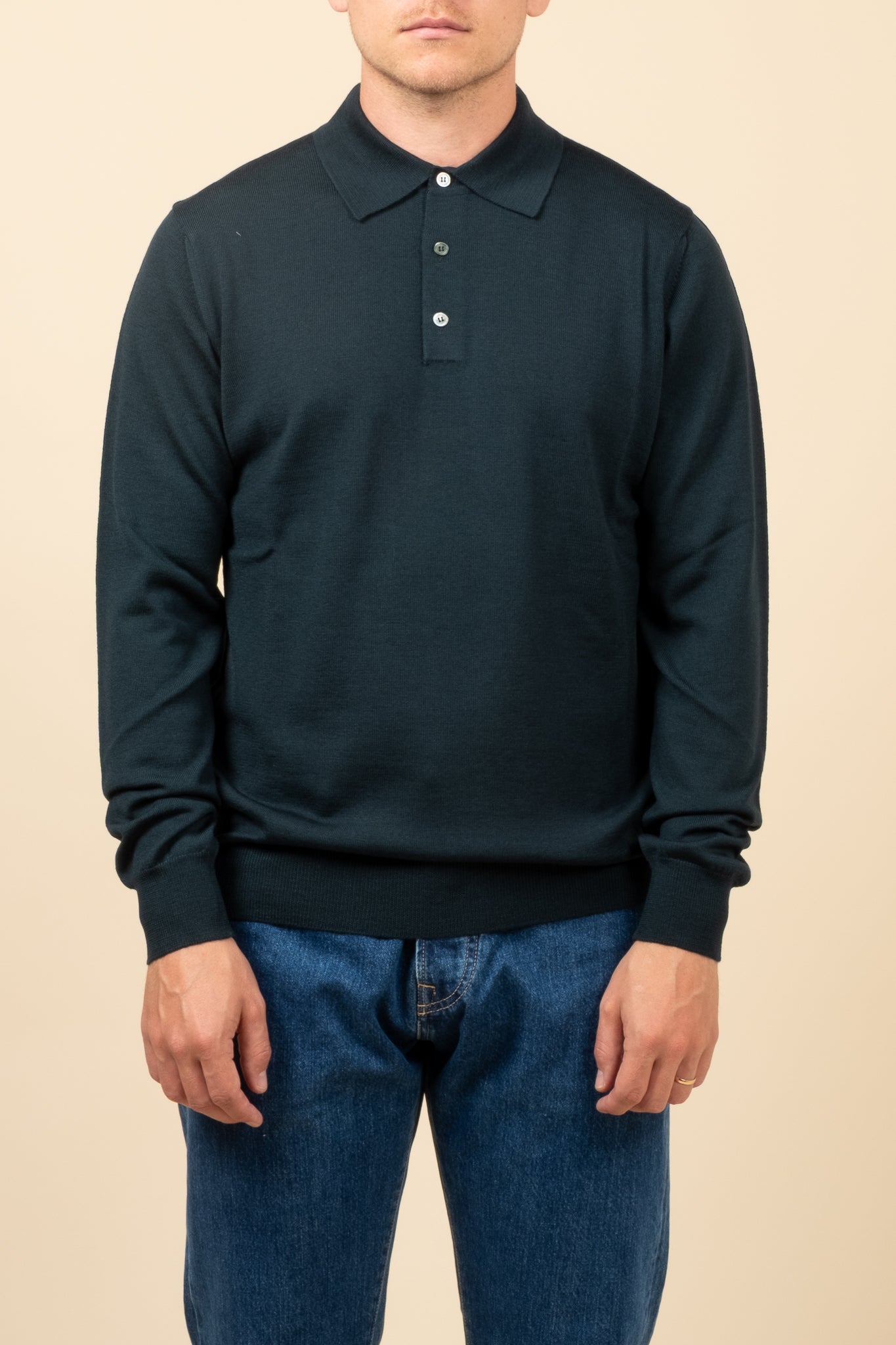 Merino Polo - Bottle Green