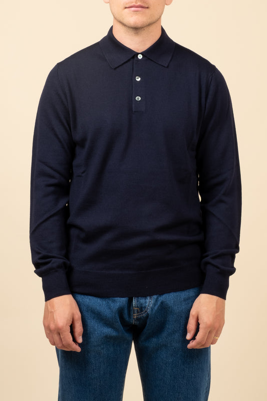 Merino Polo - Navy