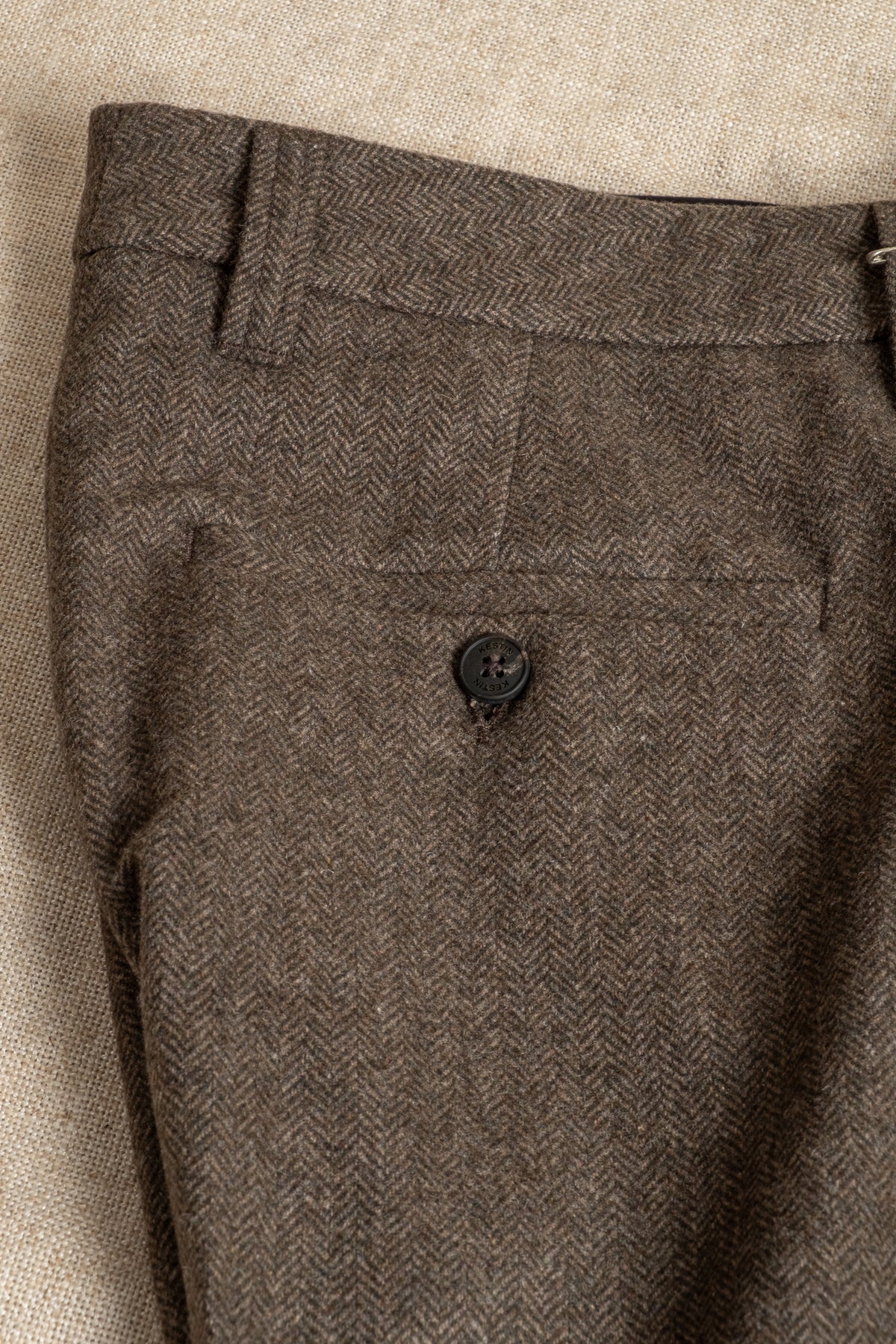 Moray Trouser Wool Herringbone - Olive