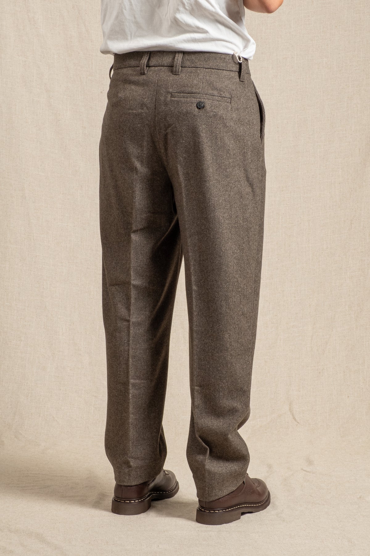 Moray Trouser Wool Herringbone - Olive