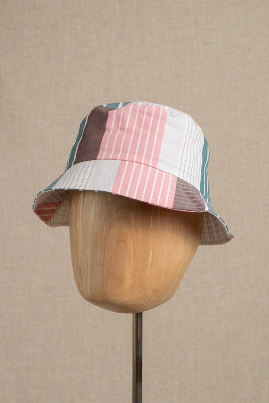 Multi Stripe Bucket Hat  - Pink
