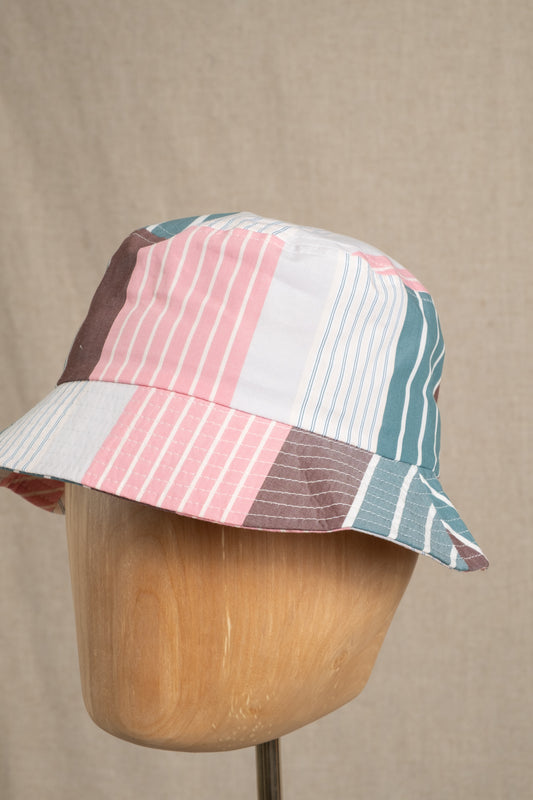 Multi Stripe Bucket Hat  - Pink