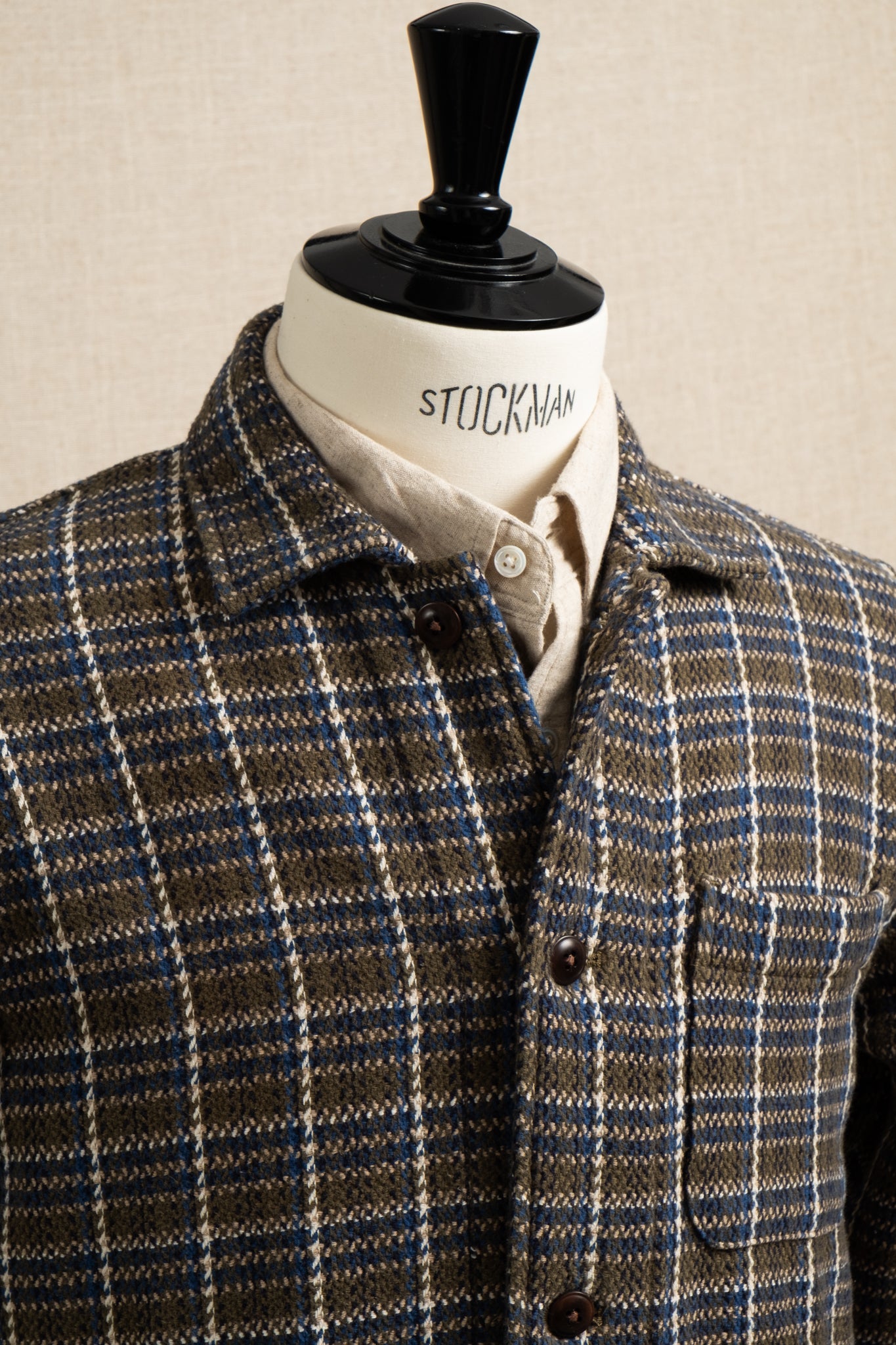 No.106 Shirt Jacket Chevron Weave - Green x Blue
