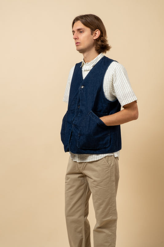No.2 DEE Vest 8oz Denim - Deep Wash