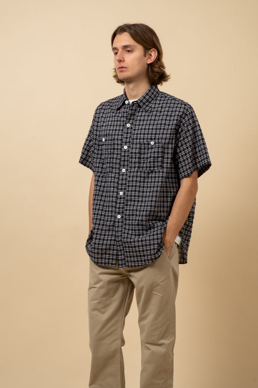 No.6 Shirt Plaid Seersucker - Navy
