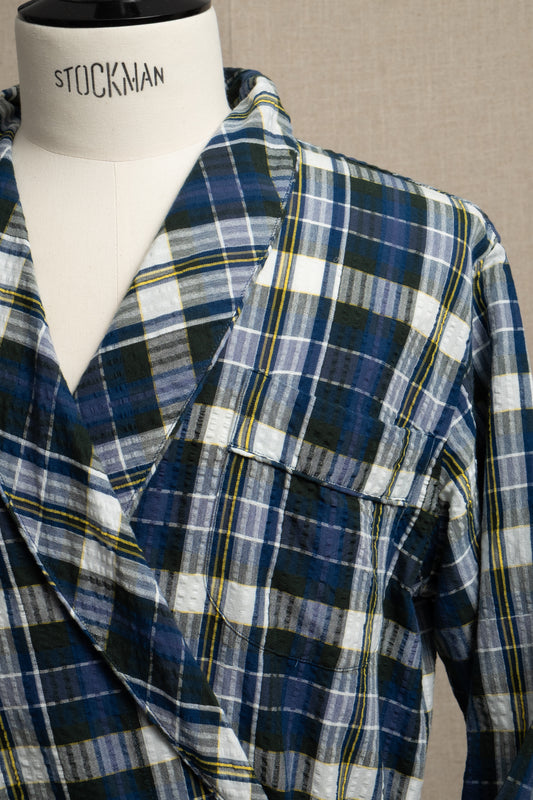 No.83 Madras Seersucker Robe - Multi Check