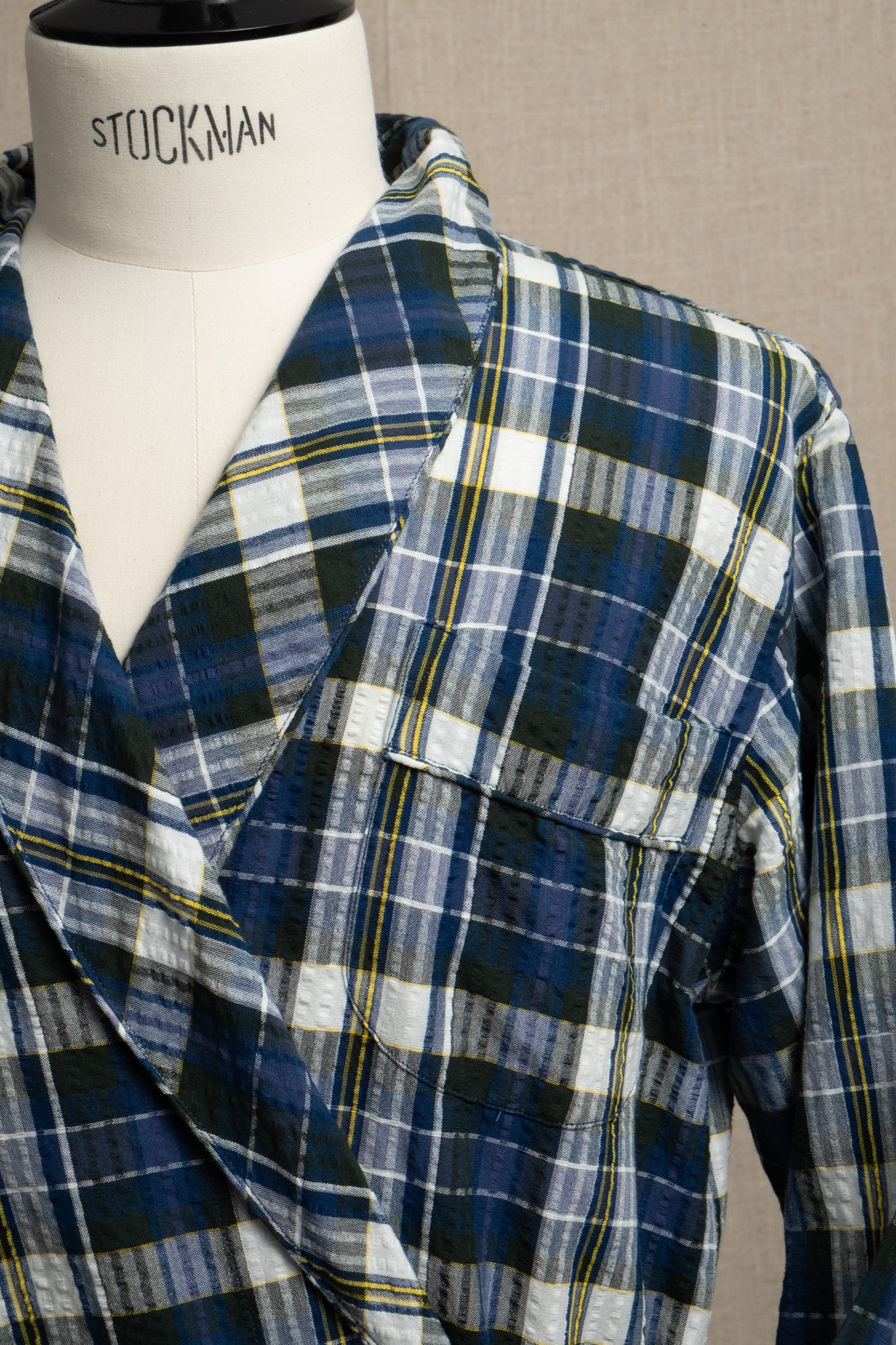 No.83 Madras Seersucker Robe - Multi Check