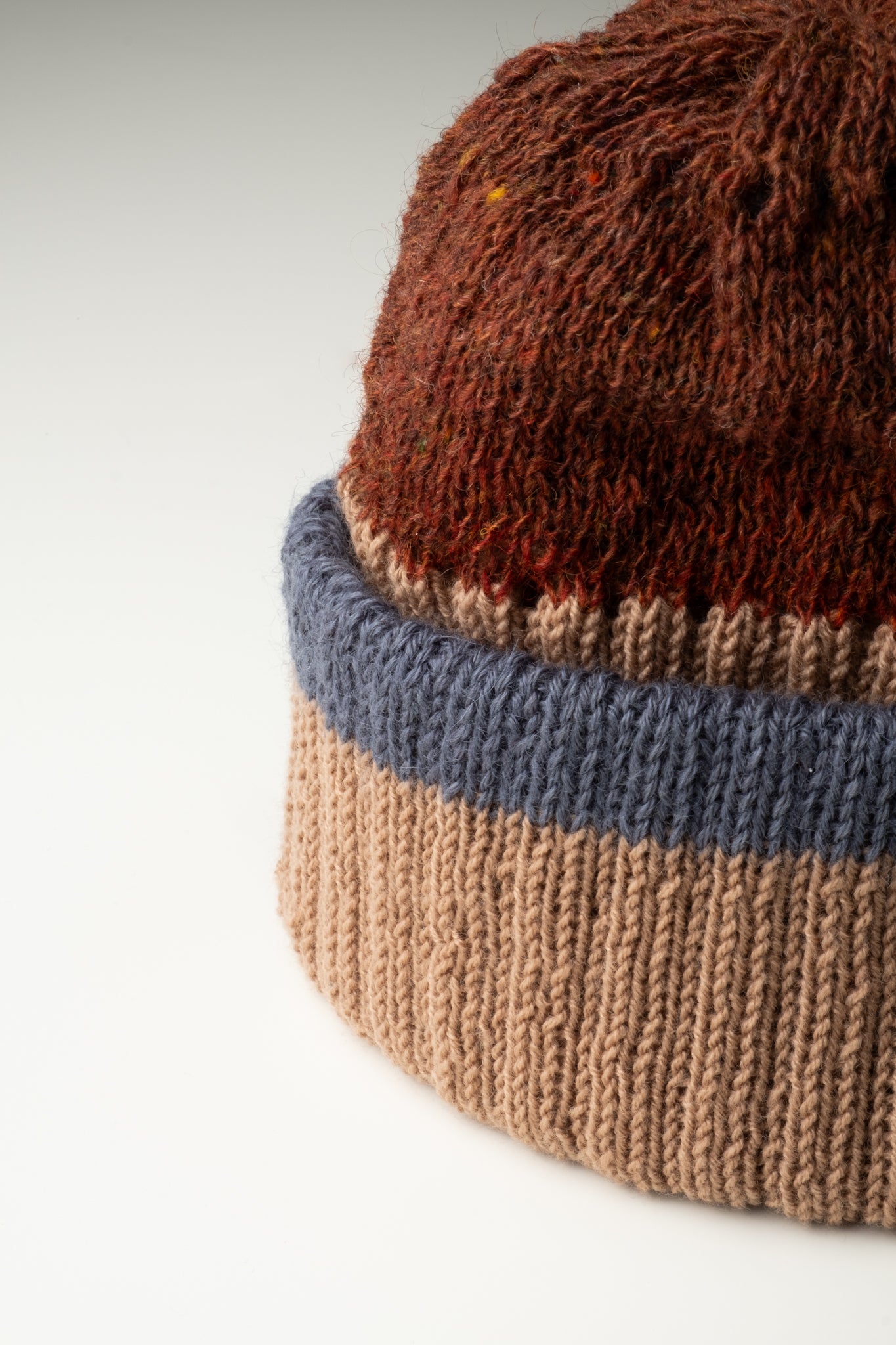 Beanie Merino/Swedish Wool - Blue Stripe
