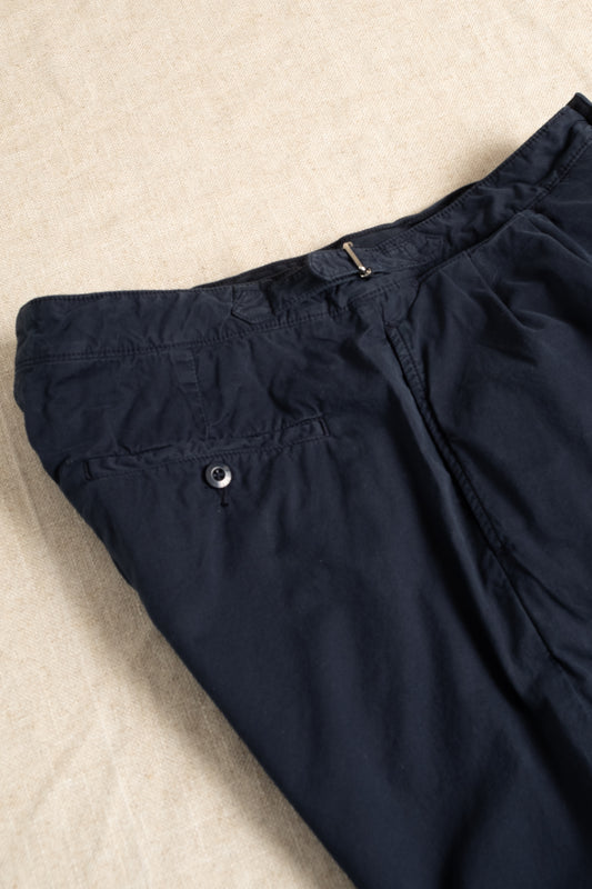 Peach Twill Cotton Shorts - Navy