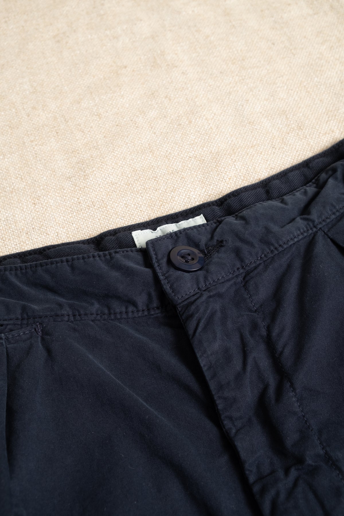Peach Twill Cotton Shorts - Navy