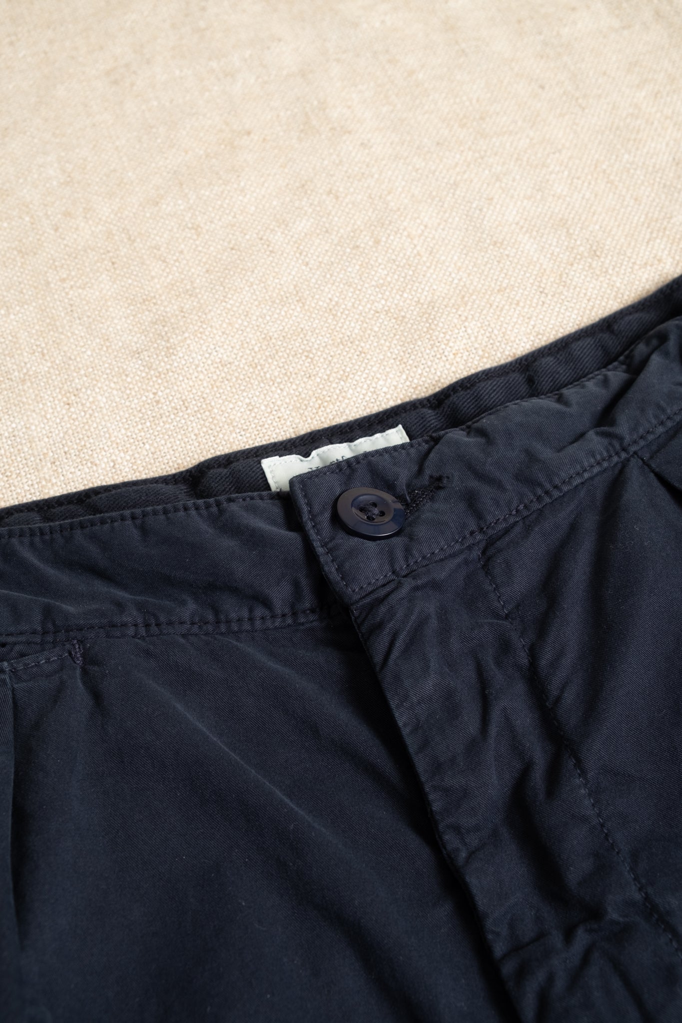 Peach Twill Cotton Shorts - Navy