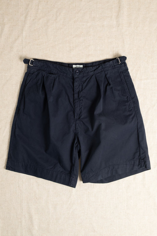 Peach Twill Cotton Shorts - Navy