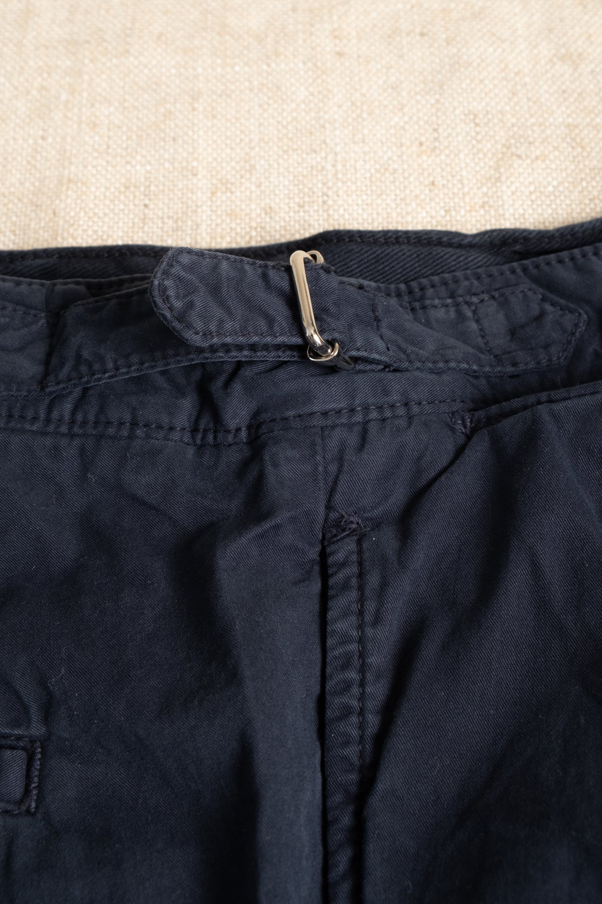 Peach Twill Cotton Shorts - Navy