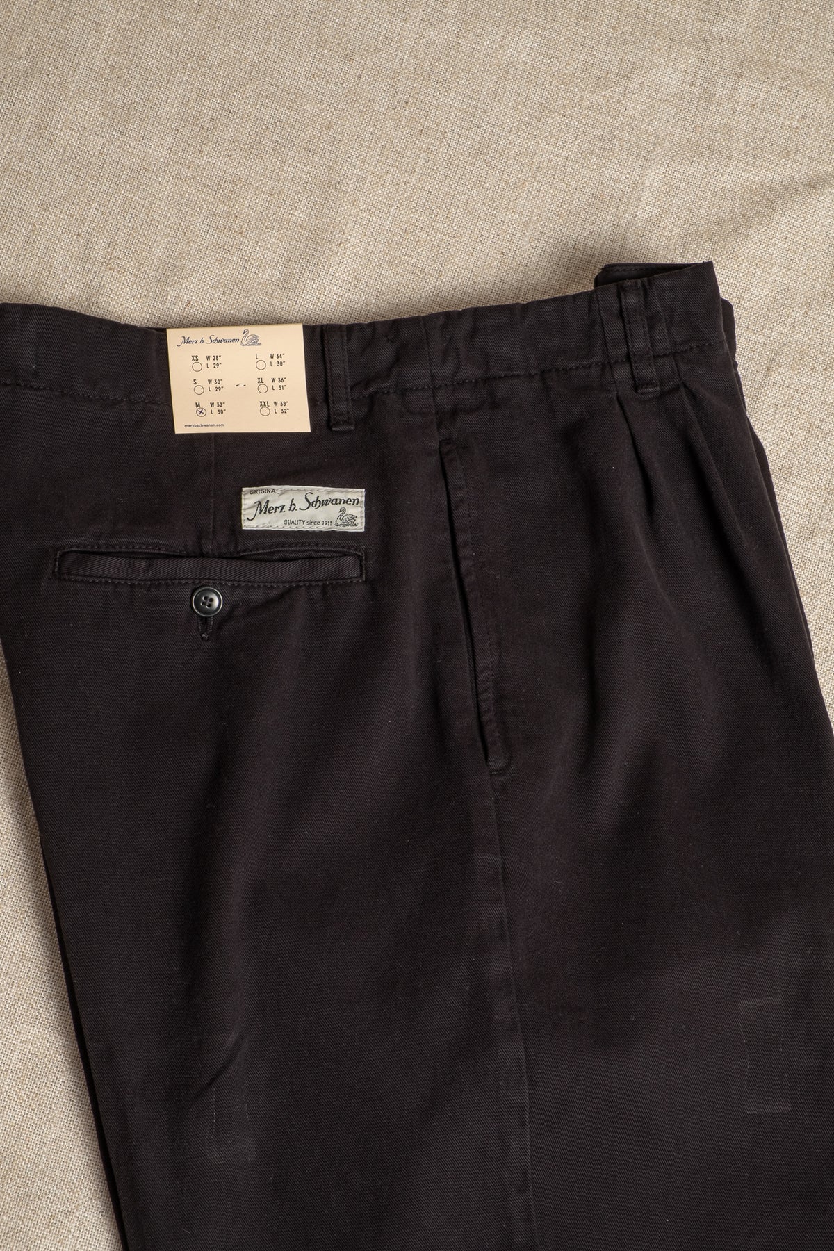 Pleated Twill Pants - Deep Black