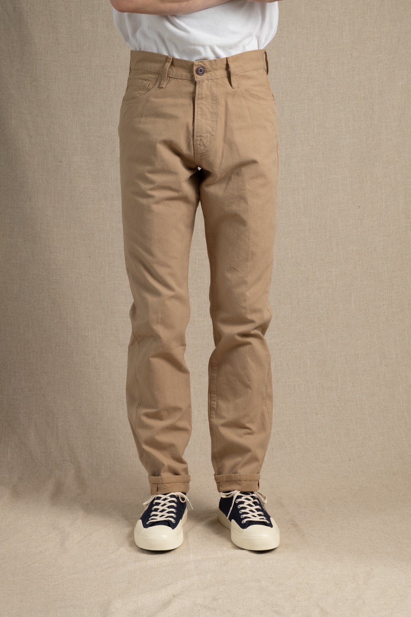 Relaxed Five-Pocket Light Canvas - Beige