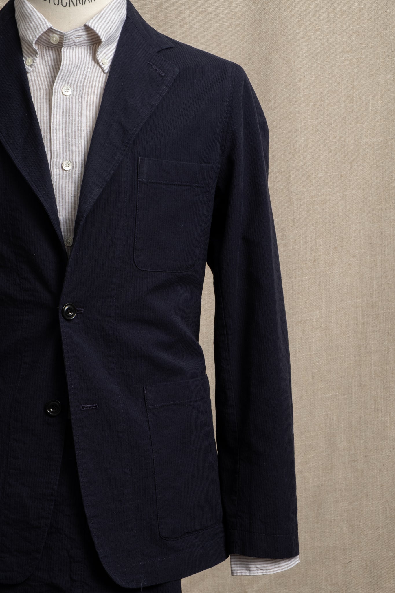 Seersucker Blazer - Dark Navy
